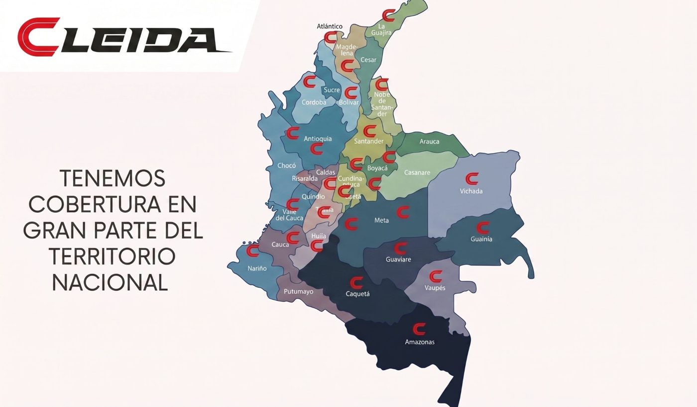 Mapa de Colombia mostrando zonas de cobertura de CLEIDA